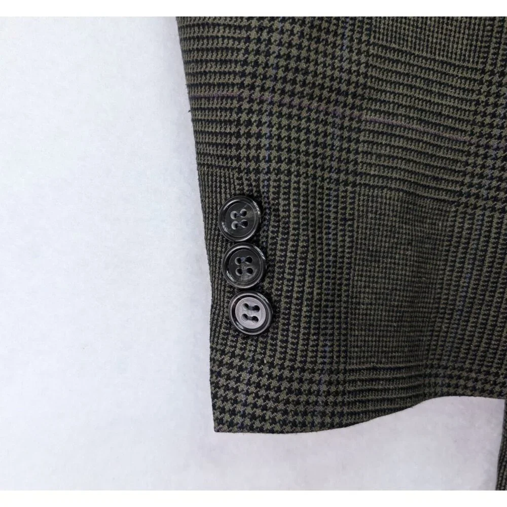 Daks London Vintage Men's Blazer Jacket Sport Coat Size 40L Brown Plaid